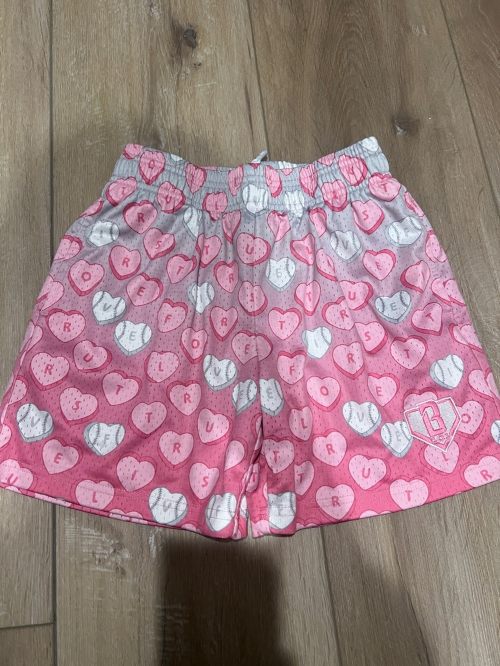 Baseball 101 YM Pink Heart Print Lounge Shorts